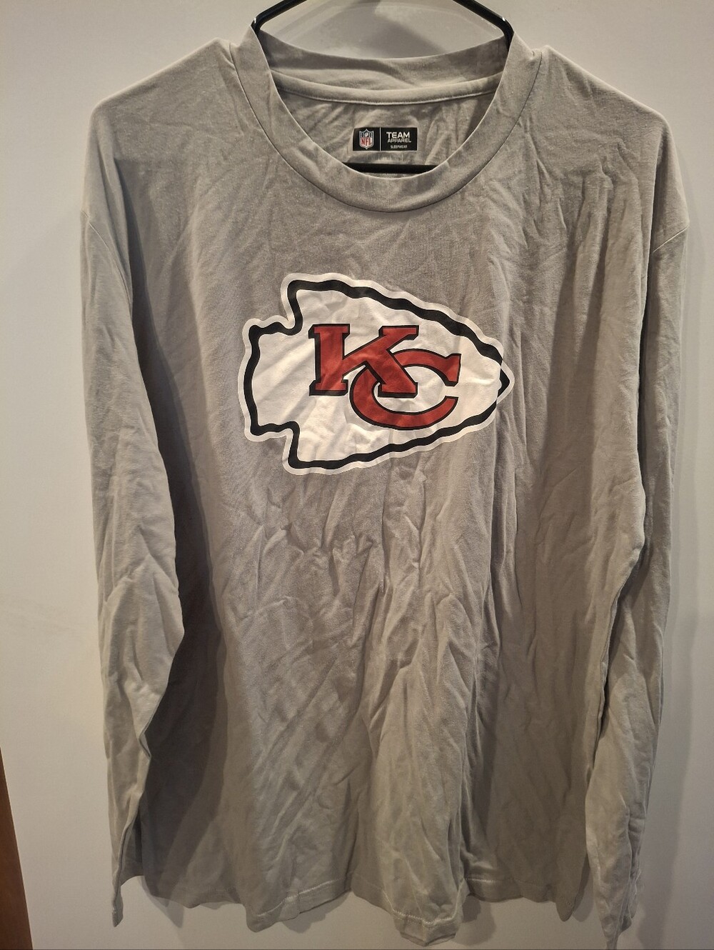Kansas City Chiefs Gray Long-Sleeve Logo Sleepwear Shirt
